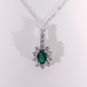 Emerald 1.2 Carats Pendant & Italian Chain Sterling Silver